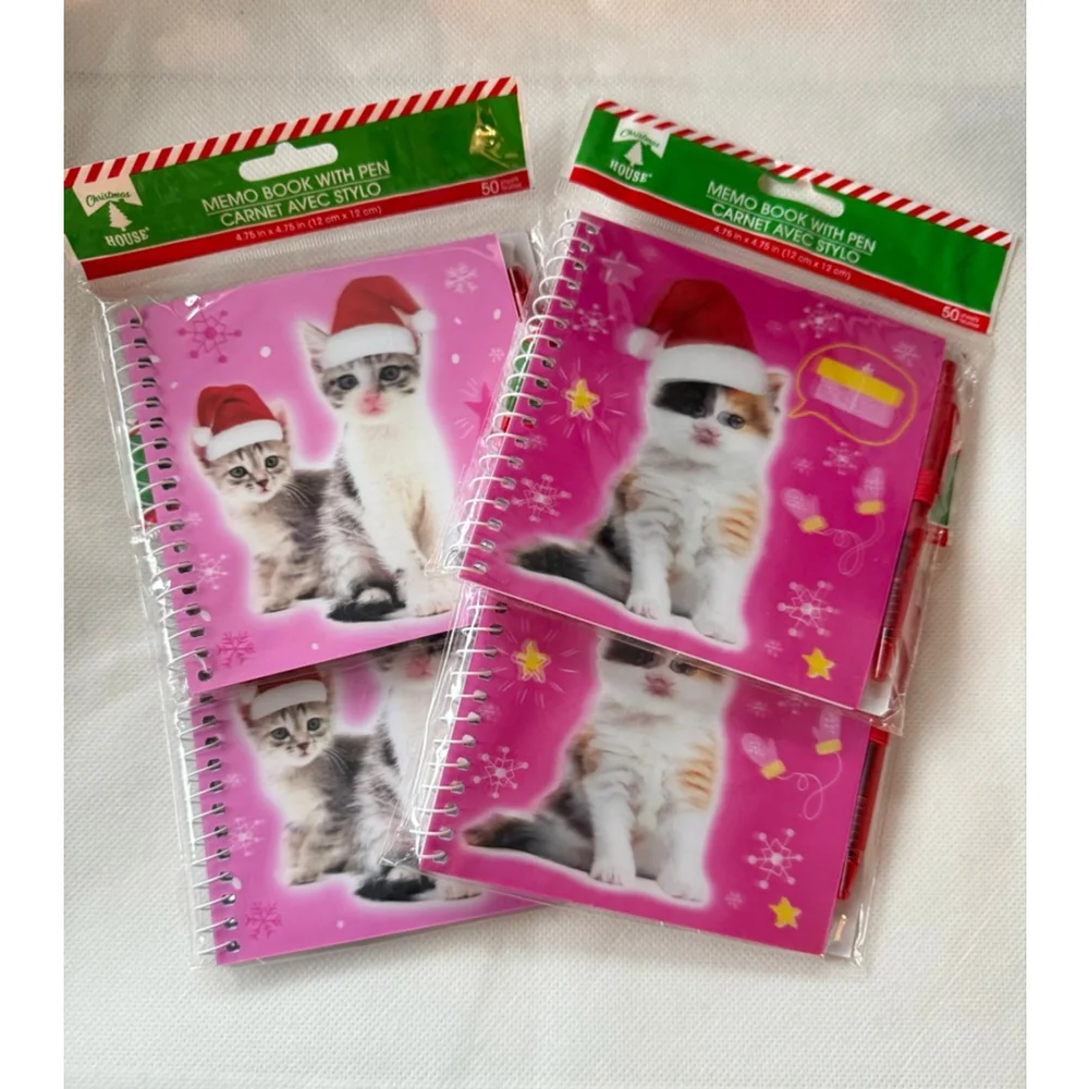 NWT Christmas 4 pack - 3D Petpals Kitten Memo Book With Pen 50 Sheets New Sealed